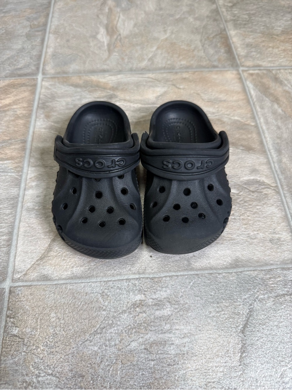 Iconic Comfort Crocs Black TD Shoe Size 5c Black Slip On Preowned